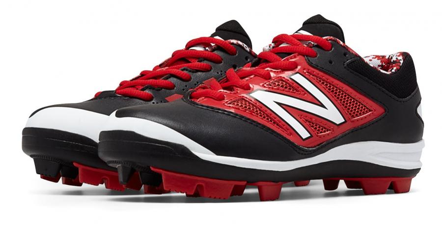 New Balance Low-Cut 4040v3 Rubber Molded Cleat J4040BR3 for Kids, Black/Red